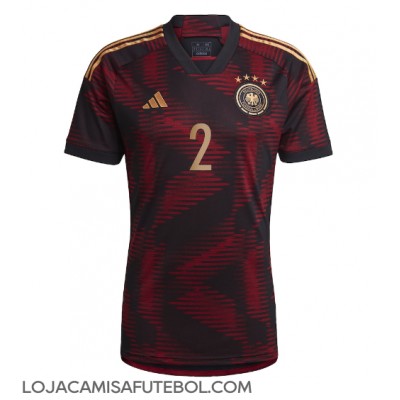 Camisa de Futebol Alemanha Antonio Rudiger #2 Equipamento Secundário Mundo 2022 Manga Curta